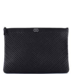 Chanel Boy O Case Clutch Chevron