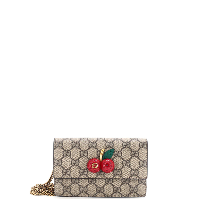 Gucci Cherries Wallet On Chain Gg Coated