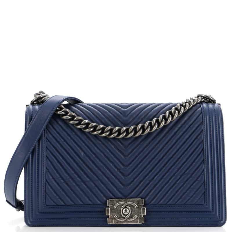 Chanel Boy Flap Bag Chevron Wrinkled