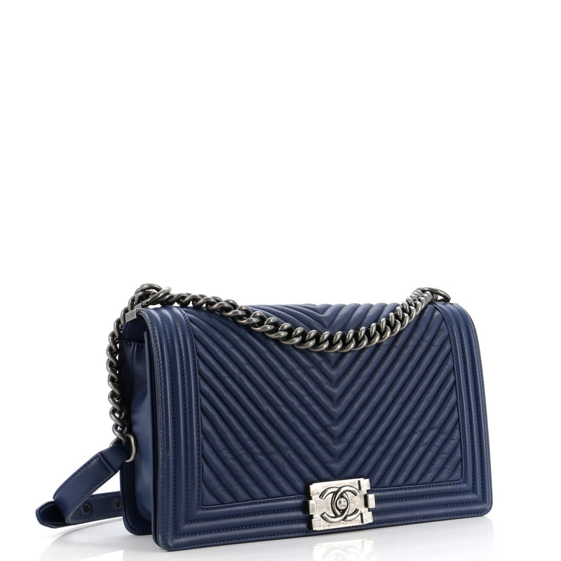 Chanel Boy Flap Bag Chevron Wrinkled