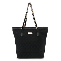 Gucci Denim Chain Bucket Tote Black