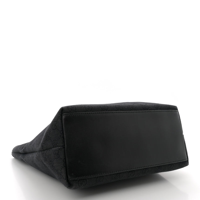Gucci Denim Chain Bucket Tote Black