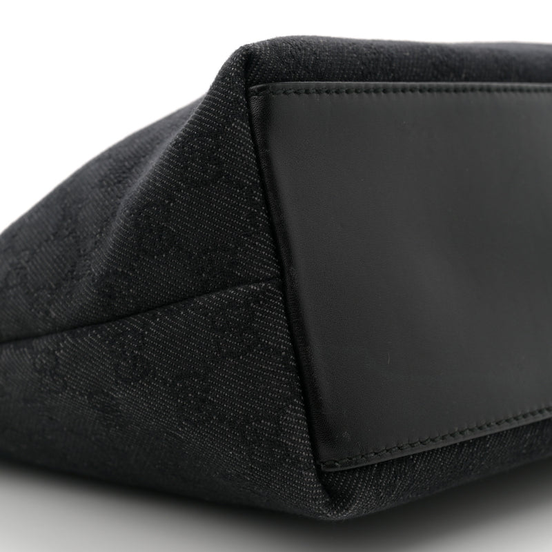 Gucci Denim Chain Bucket Tote Black