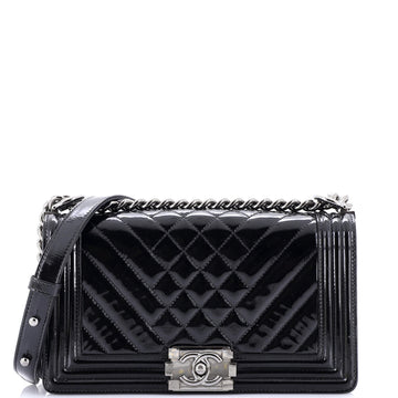 Chanel Boy Flap Bag Chevron Patent Old