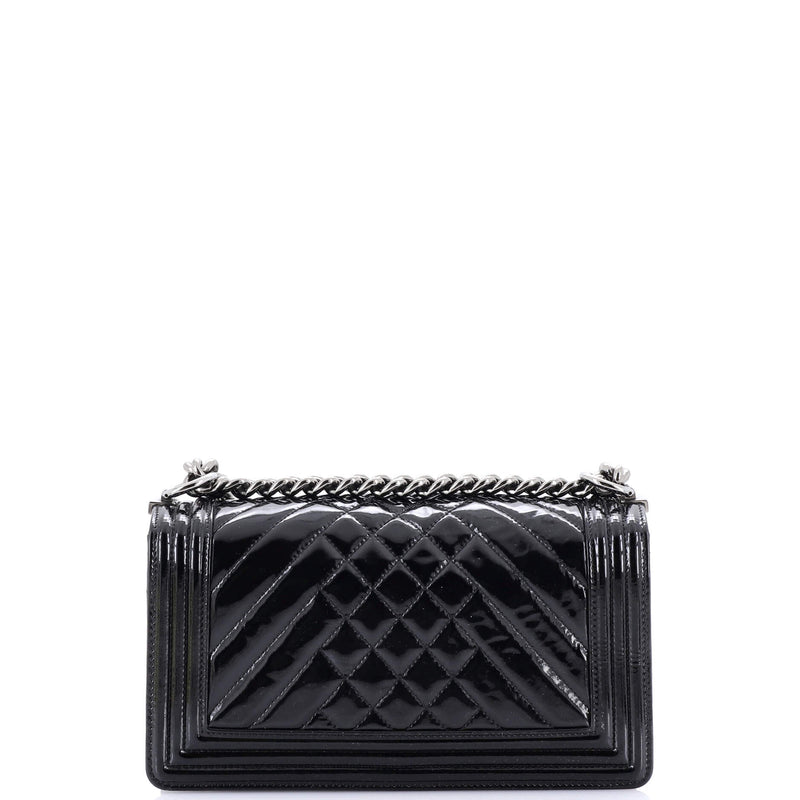 Chanel Boy Flap Bag Chevron Patent Old