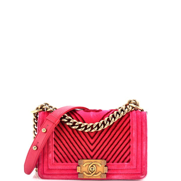 Chanel Boy Flap Bag Chevron Velvet Small