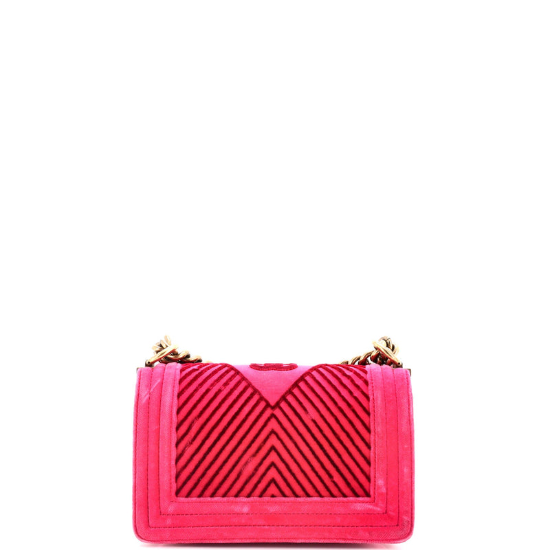 Chanel Boy Flap Bag Chevron Velvet Small