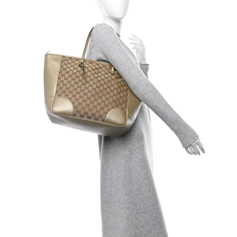 Gucci Medium Bree Zippered Tote Beige