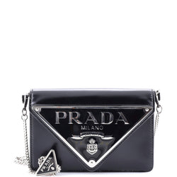 Prada Maxi Triangle Logo Chain Flap Bag