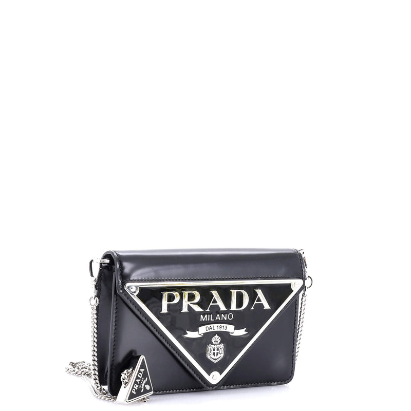 Prada Maxi Triangle Logo Chain Flap Bag
