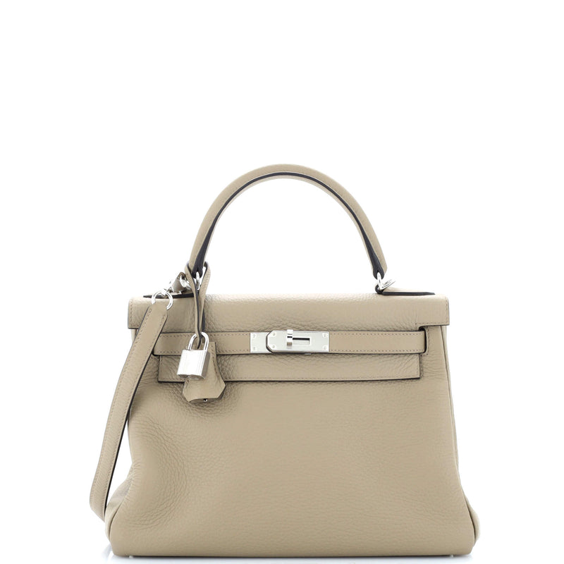 Hermes Kelly Handbag Beige Marfa