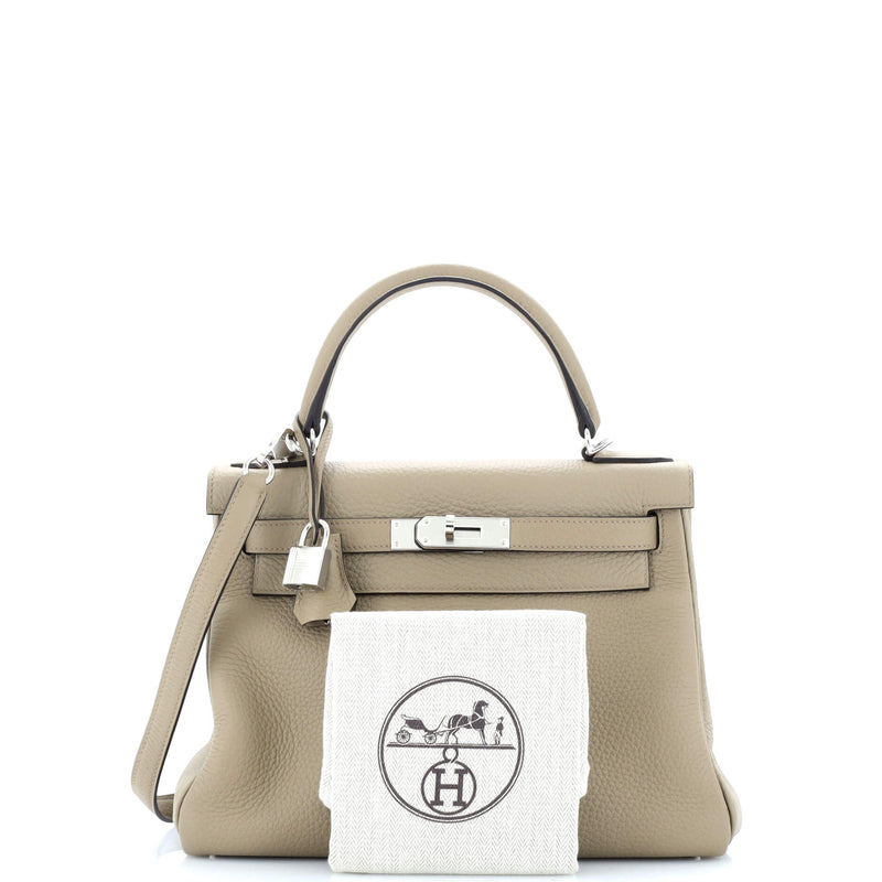 Hermes Kelly Handbag Beige Marfa