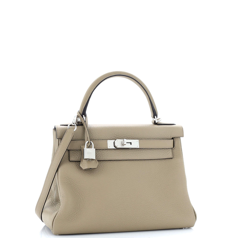 Hermes Kelly Handbag Beige Marfa