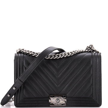 Chanel Boy Flap Bag Chevron Caviar New