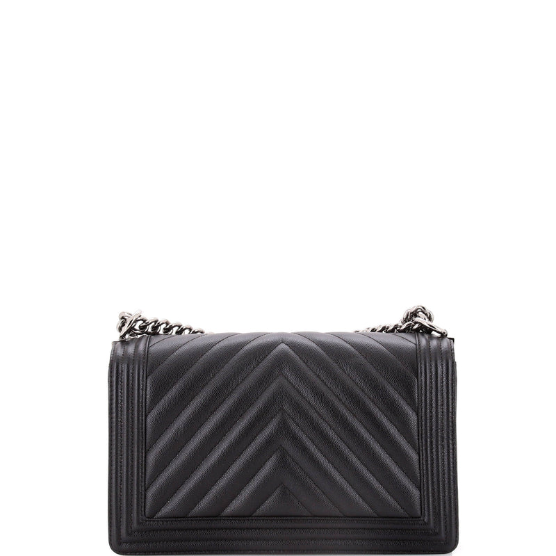 Chanel Boy Flap Bag Chevron Caviar New