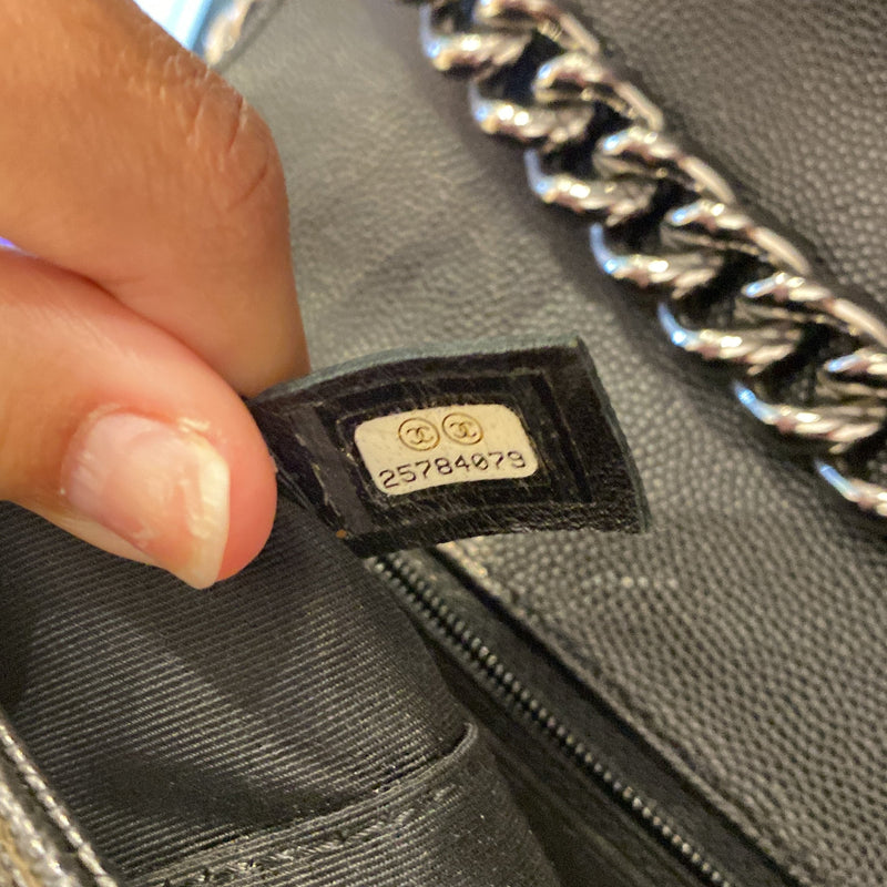 Chanel Boy Flap Bag Chevron Caviar New