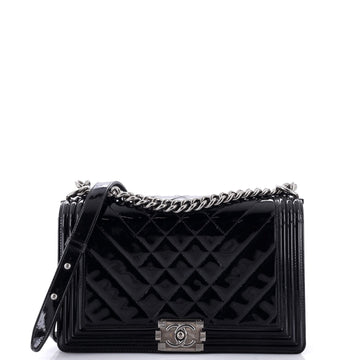 Chanel Boy Flap Bag Chevron Patent New