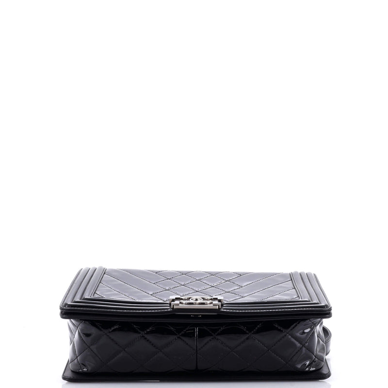Chanel Boy Flap Bag Chevron Patent New