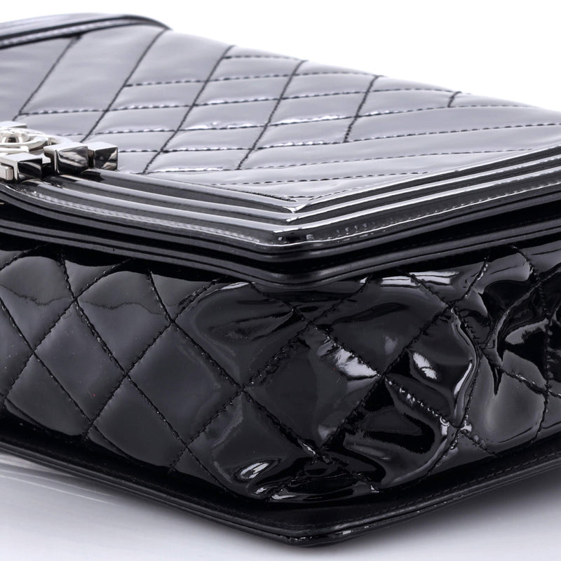 Chanel Boy Flap Bag Chevron Patent New