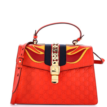 Sylvie Top Handle Bag Guccissima Leather