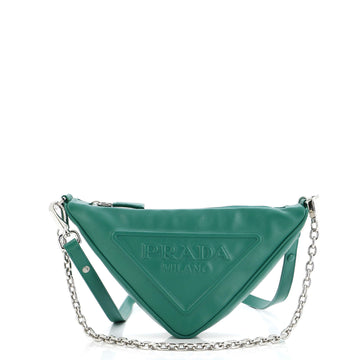 Prada Triangle Logo Zip Chain Crossbody