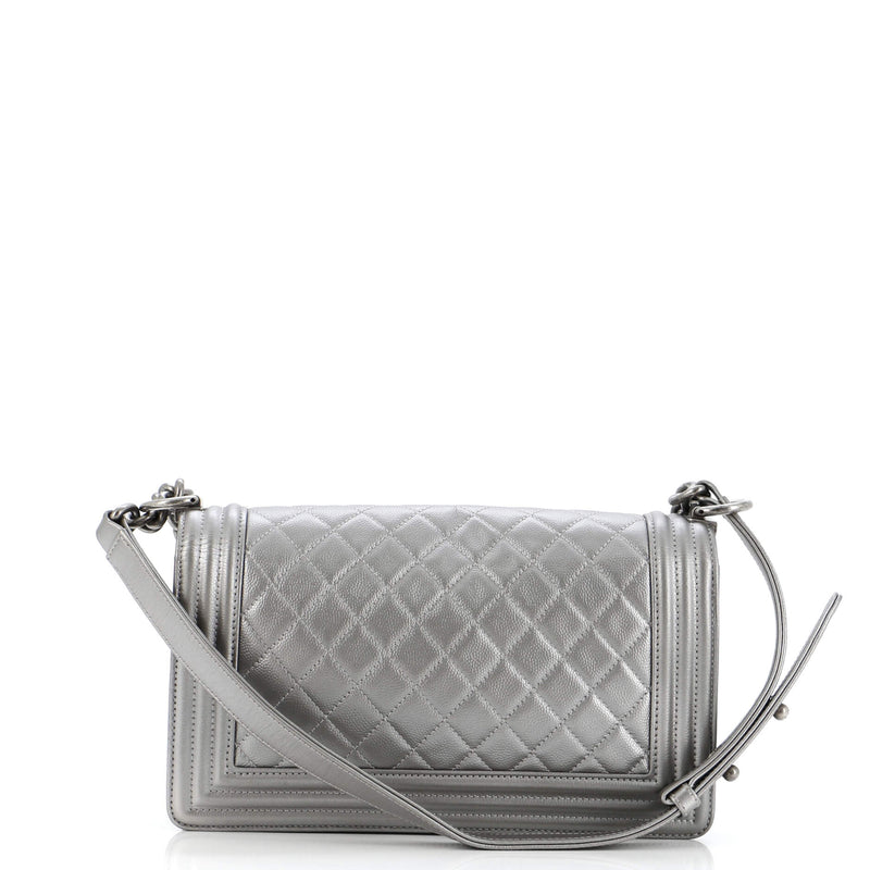 Chanel Boy Flap Bag Quilted Caviar Old