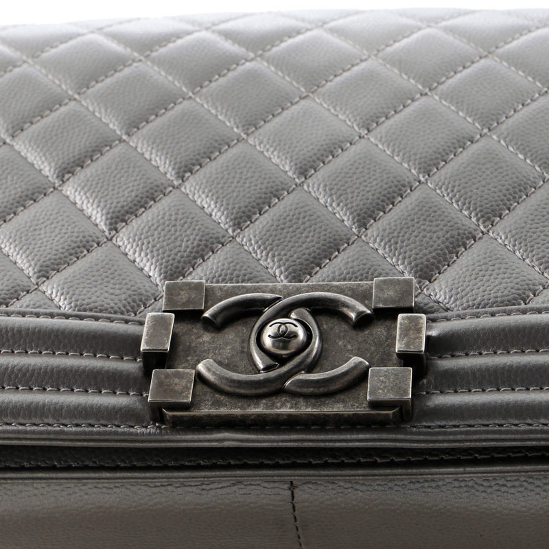 Chanel Boy Flap Bag Quilted Caviar Old