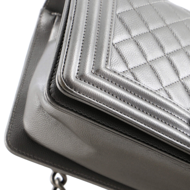 Chanel Boy Flap Bag Quilted Caviar Old