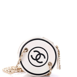 Chanel Cc Round Vanity Case With Chain