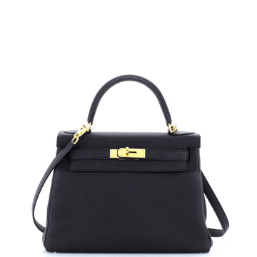 Hermes Kelly Handbag Noir Togo With Gold