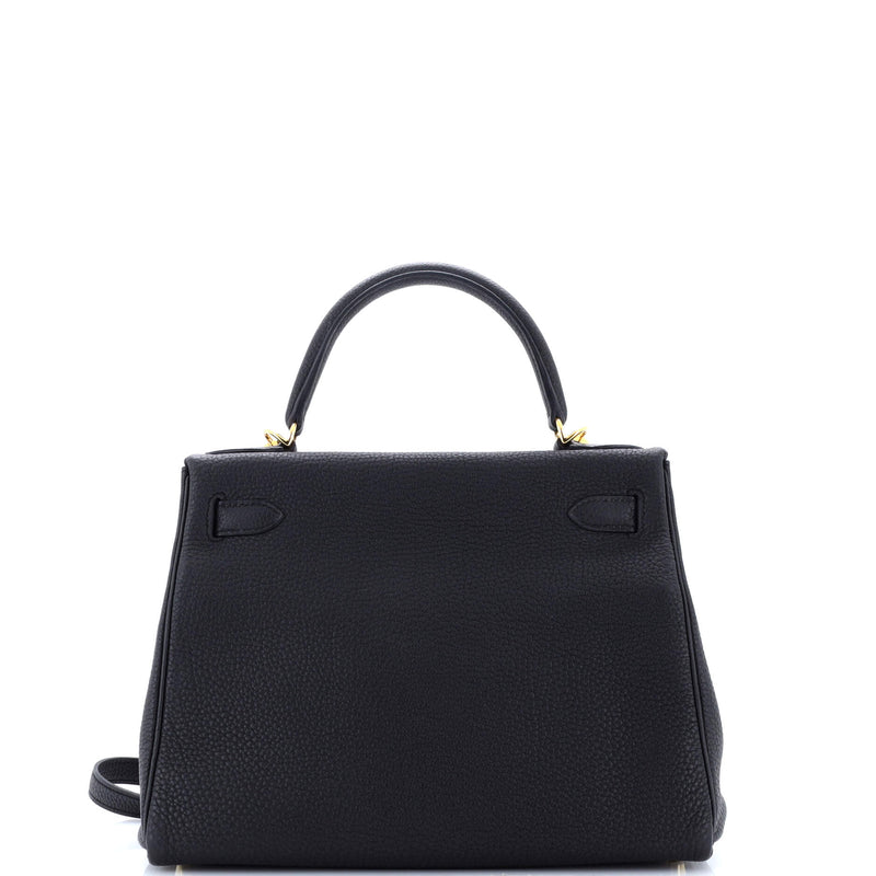 Hermes Kelly Handbag Noir Togo With Gold
