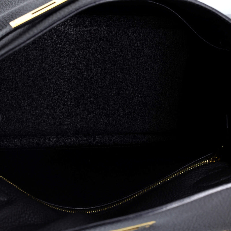 Hermes Kelly Handbag Noir Togo With Gold