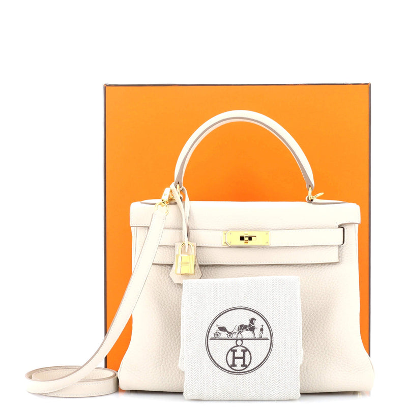 Hermes Kelly Handbag Light Clemence With