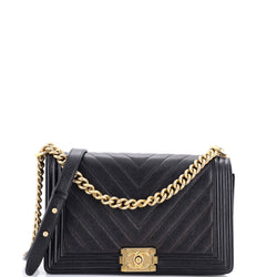 Chanel Boy Flap Bag Chevron Caviar New