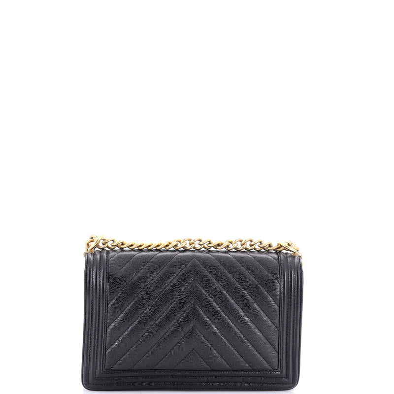 Chanel Boy Flap Bag Chevron Caviar New