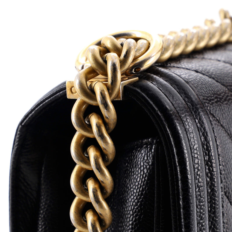Chanel Boy Flap Bag Chevron Caviar New