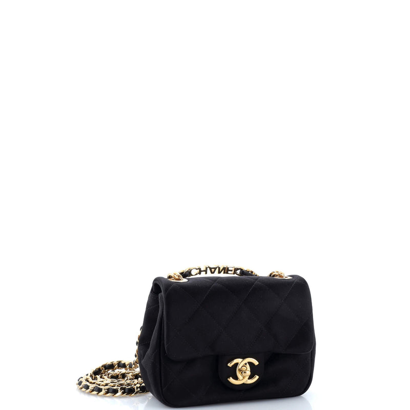 Chanel Oval Logo Chain Handle Flap Bag
