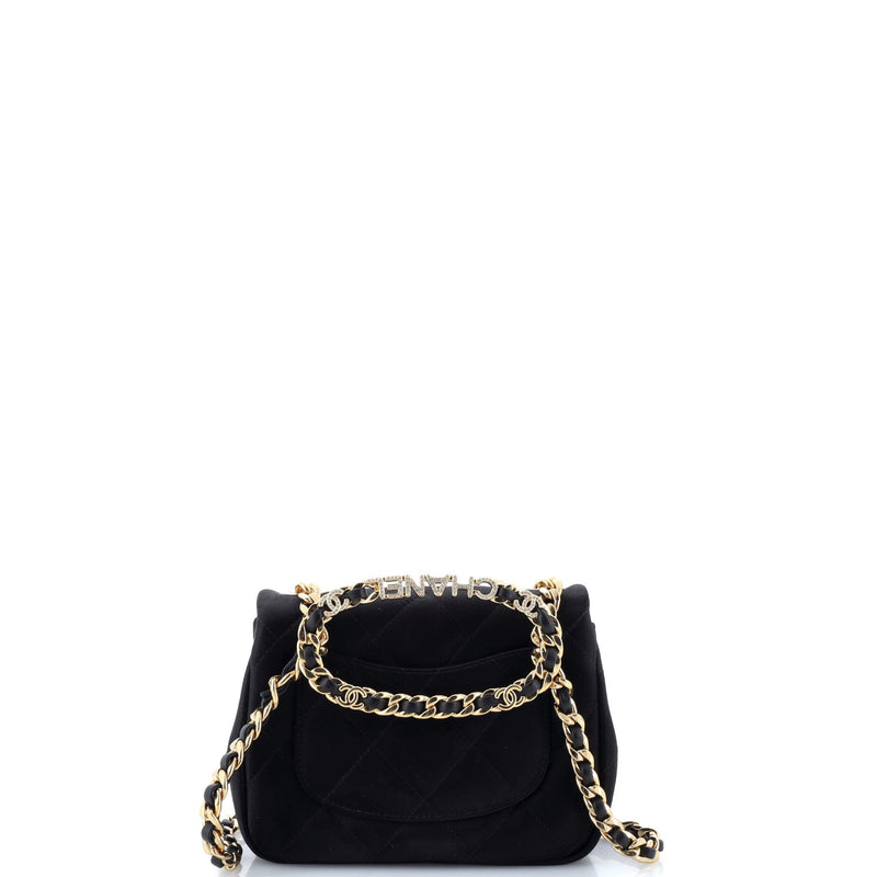 Chanel Oval Logo Chain Handle Flap Bag