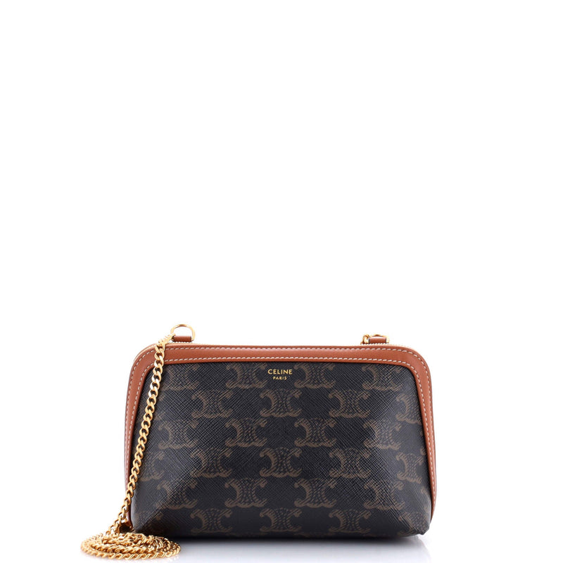 Celine Zip Around Chain Clutch Triomphe