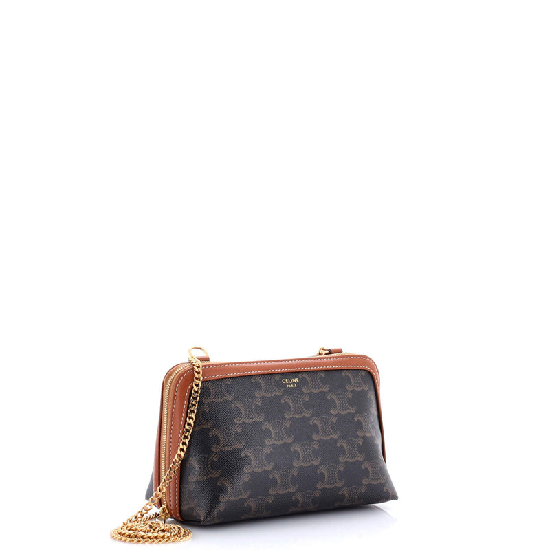 Celine Zip Around Chain Clutch Triomphe
