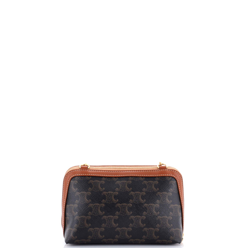 Celine Zip Around Chain Clutch Triomphe