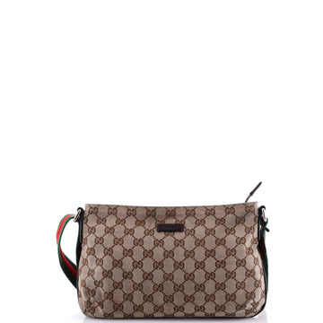 Gucci Web Strap Messenger Bag Gg Canvas
