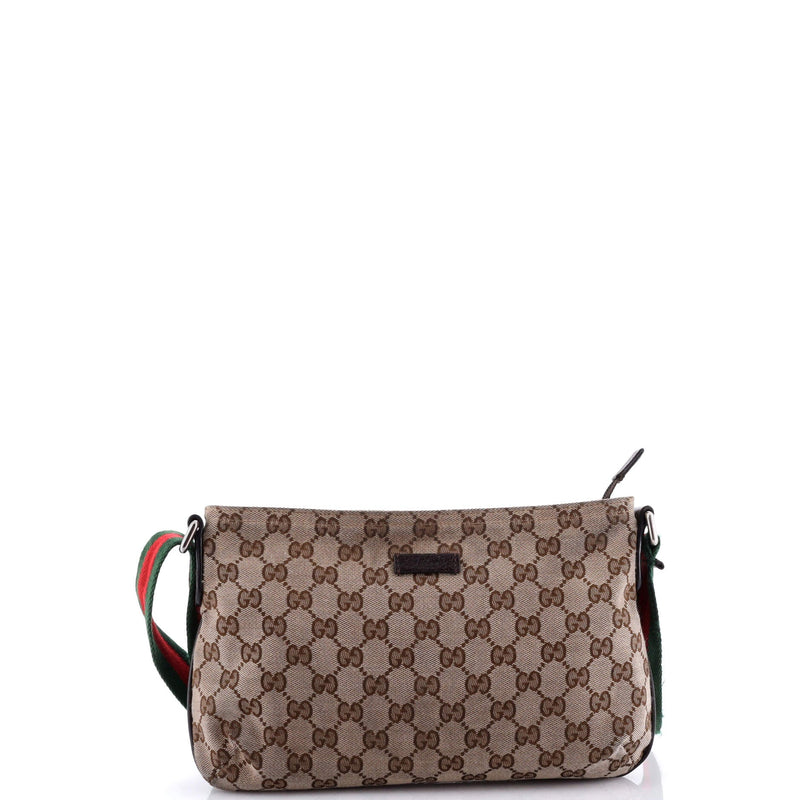 Gucci Web Strap Messenger Bag Gg Canvas
