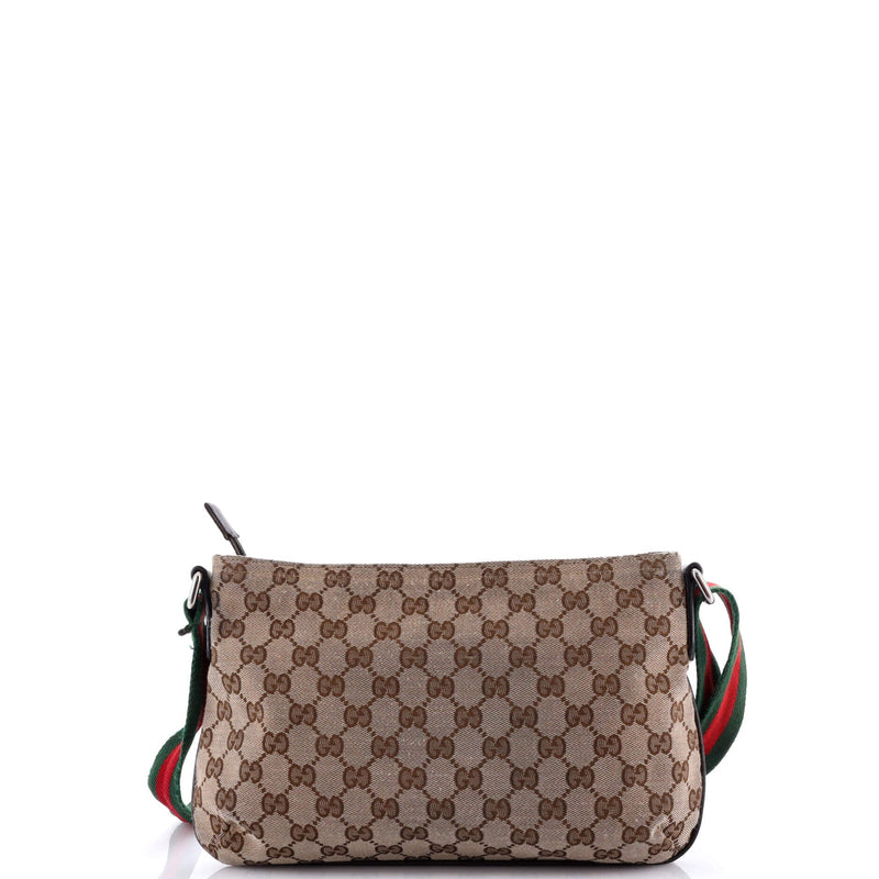 Gucci Web Strap Messenger Bag Gg Canvas