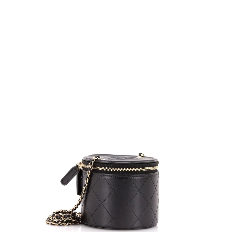 Chanel Cc Round Vanity Case With Chain
