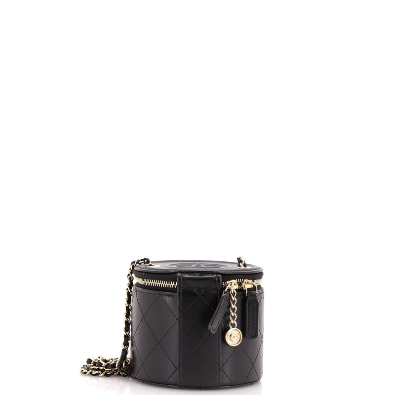 Chanel Cc Round Vanity Case With Chain