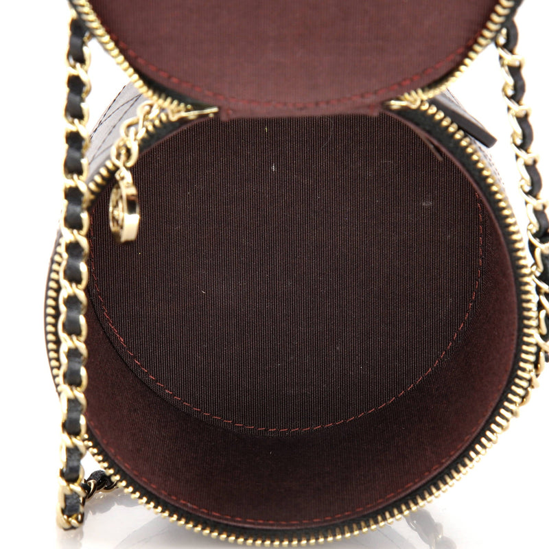 Chanel Cc Round Vanity Case With Chain