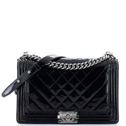 Chanel Boy Flap Bag Chevron Patent New