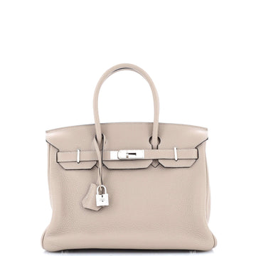 Hermes Birkin Handbag Grey Clemence With
