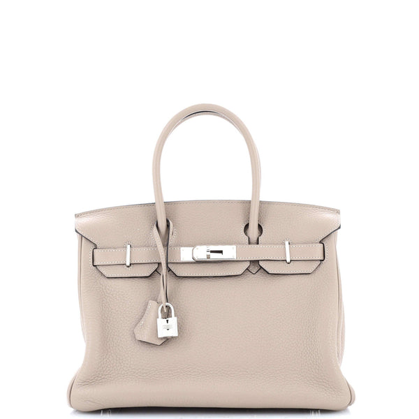 Hermes Birkin Handbag Grey Clemence With